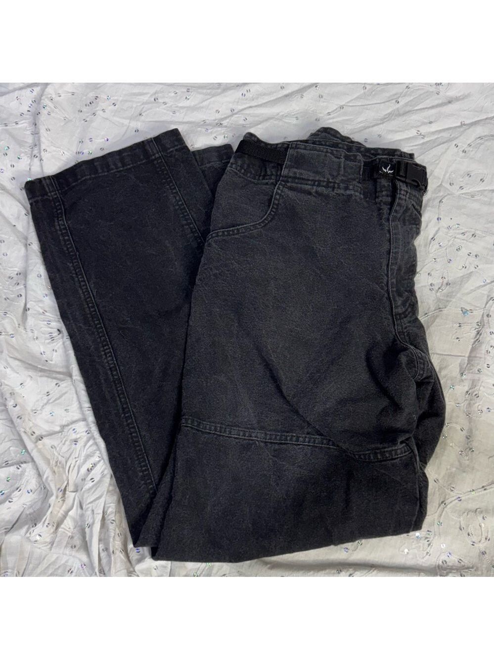 prAna Breathe Straight Leg Jeans Men's Large Solid Black Belted Outdoor